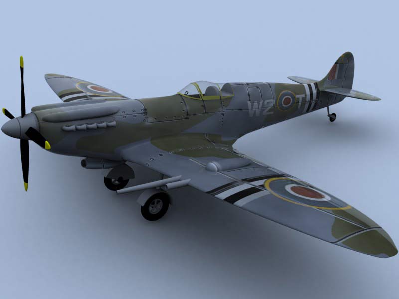 Un spitfire de la seconde guerre mondiale réalisé grâce à un tutoriel dispo sur guillaume3d.com (une animation de cet avion est dispo sur ce site), Cliquez sur la photo.